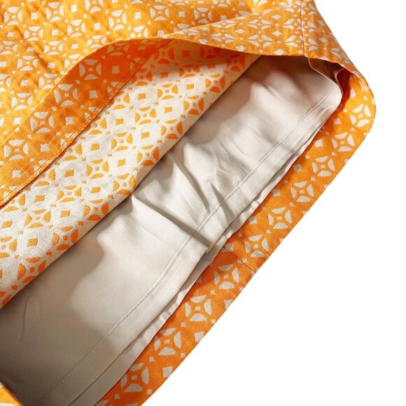 Fossil Mini Skirt Orange and Cream Abstract Print Women's Size 10 Cotton Lined - Picture 6 of 9